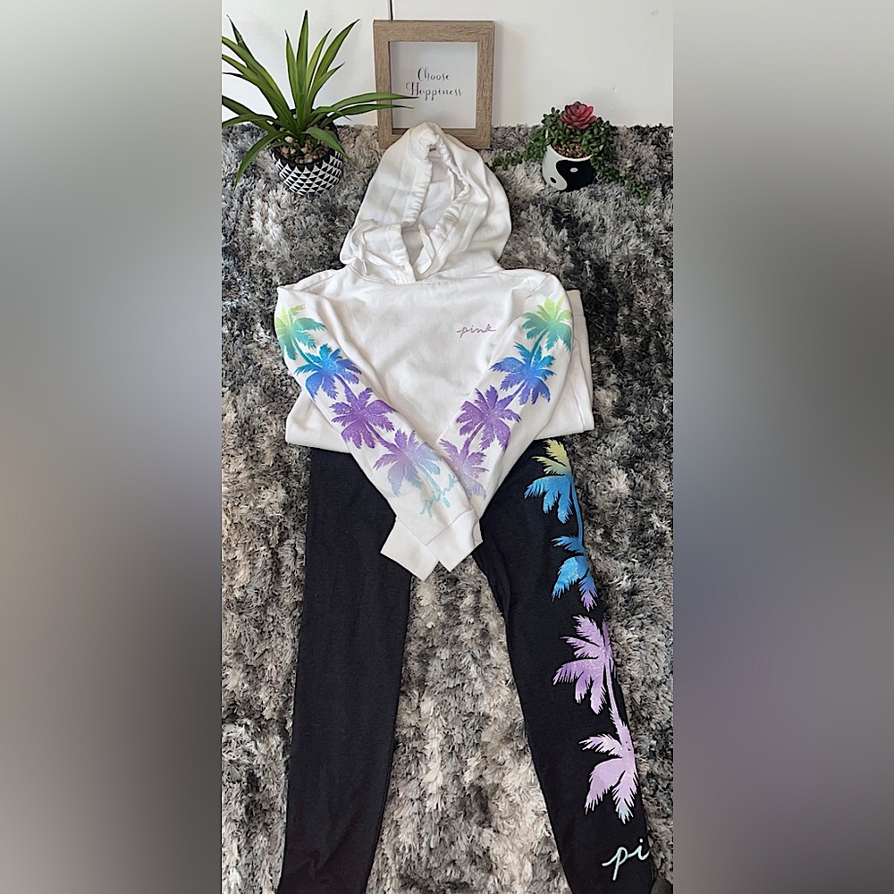 Victoria’s Secret PINK leggings and hooded sweatshirt matching set
